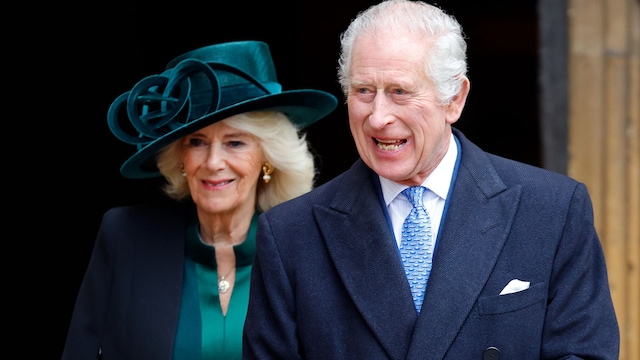 WINDSOR, UNITED KINGDOM - MARCH 31: (EMBARGOED FOR PUBLICATION IN UK NEWSPAPERS UNTIL 24 HOURS AFTER CREATE DATE AND TIME) Queen Camilla and King Charles III attend the traditional Easter Sunday Mattins Service at St George's Chapel, Windsor Castle on March 31, 2024 in Windsor, England. Following the service The King greeted members of the public, during a walkabout, for the first time since the announcement that he had been diagnosed with cancer. Photo by Max Mumby/Indigo/Getty Images)