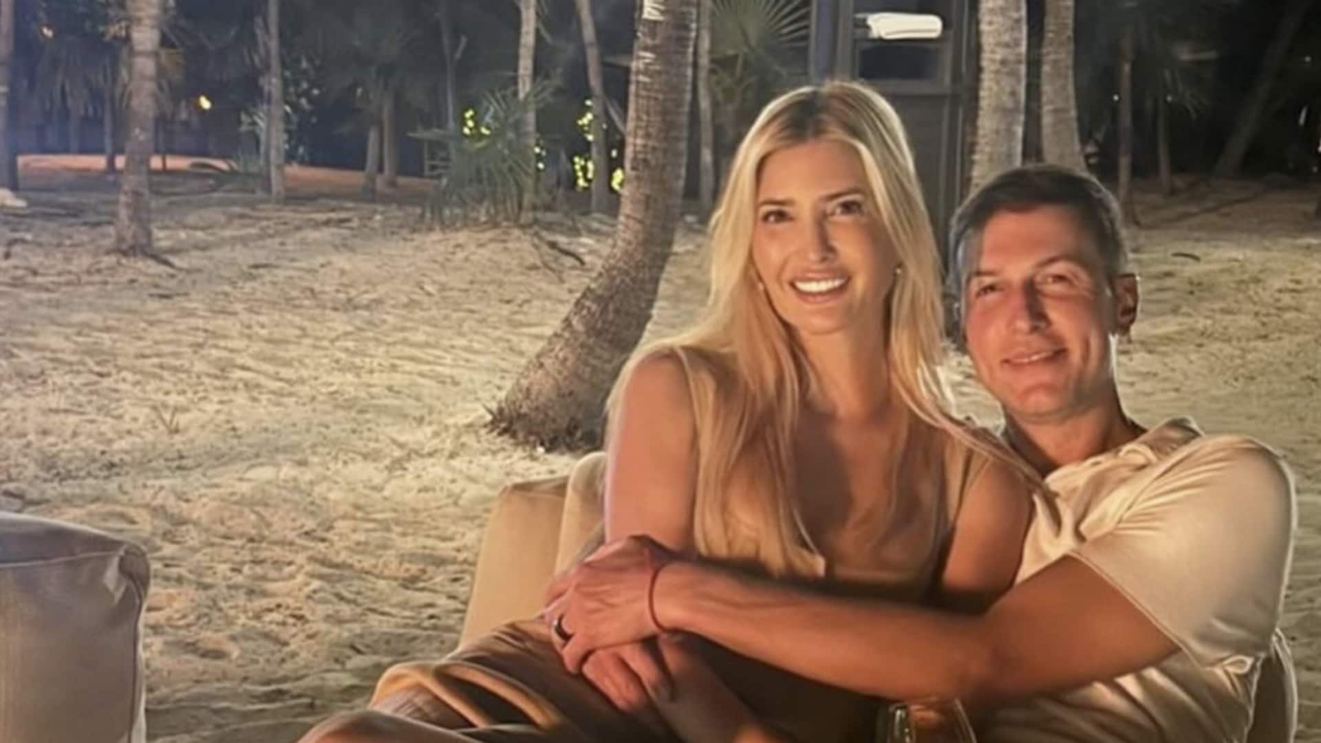Ivanka and her husband Jared Kushner cuddled up next to a fire