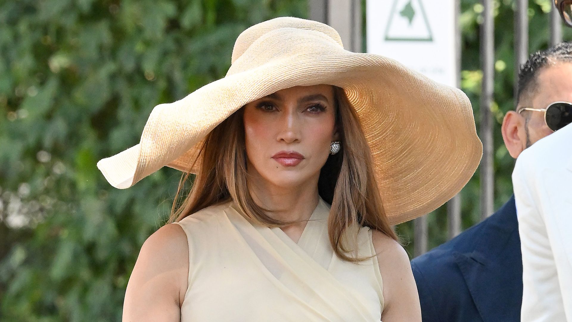 Jennifer Lopez, wearing Ralph Lauren, attends day fourteen of the 2026 Wimbledon Tennis Championships at the All England Lawn Tennis and Croquet Club on July 12, 2026 in London, England. (Photo by Karwai Tang/WireImage)
