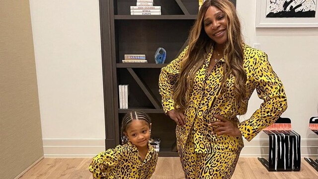 Serena Williams and Olympia wear matching pajamas