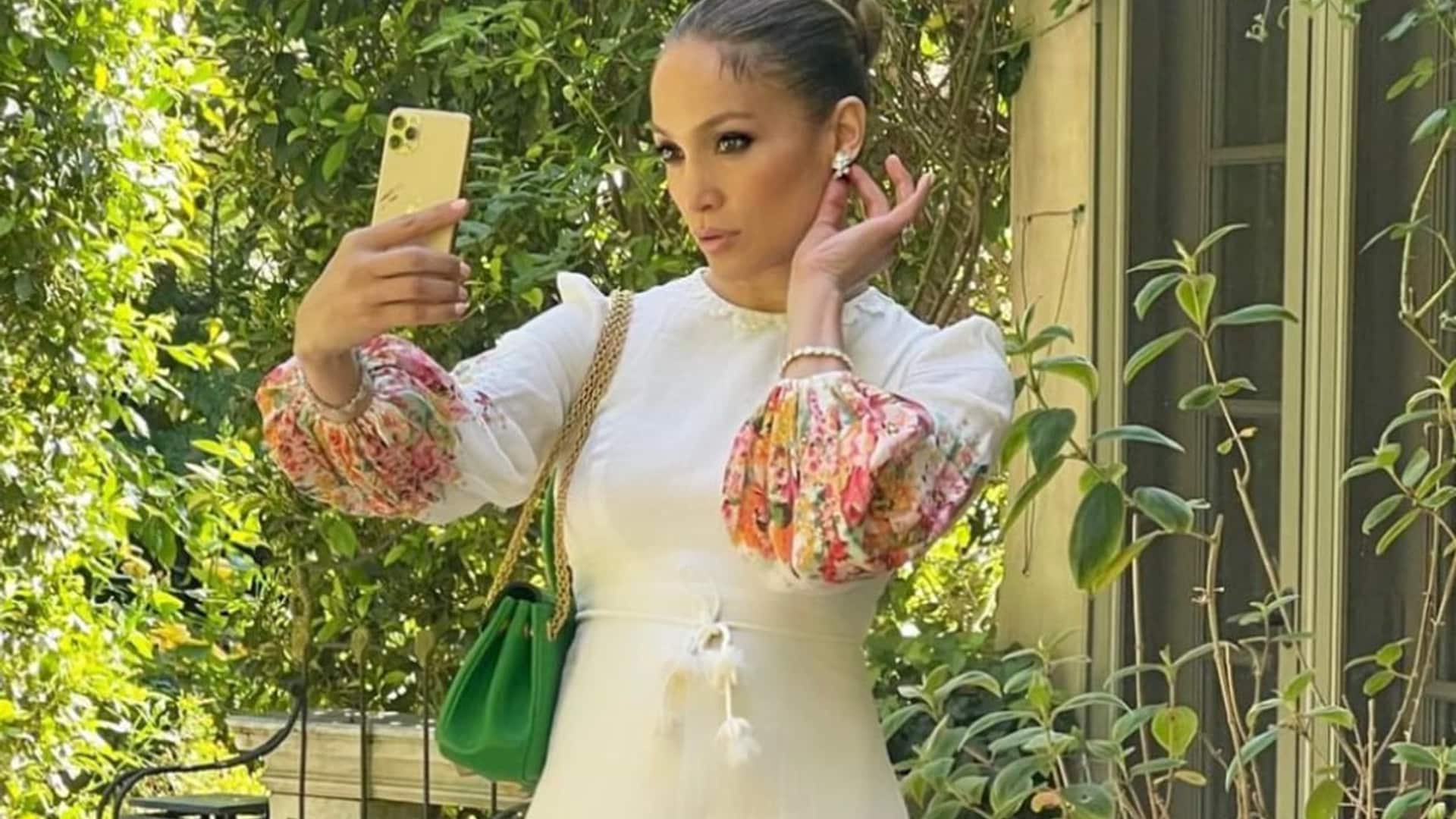 Jennifer Lopez wears white floral dress for Easter Sunday