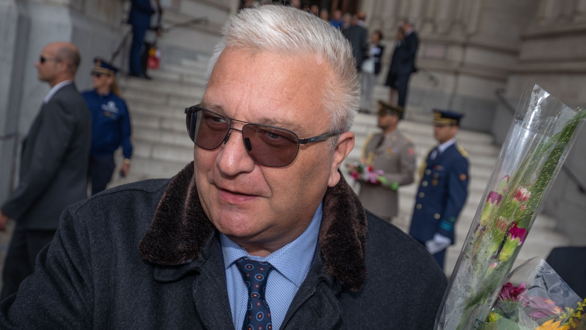 LAEKEN, BELGIUM - SEPTEMBER 08:  Prince Laurent of Belgium leaves a the mass to remember the 25th anniversary of the death of King Baudouin at Notre Dame Church on September 8, 2018 in Laeken, Belgium.  (Photo by Olivier Matthys/Getty Images)