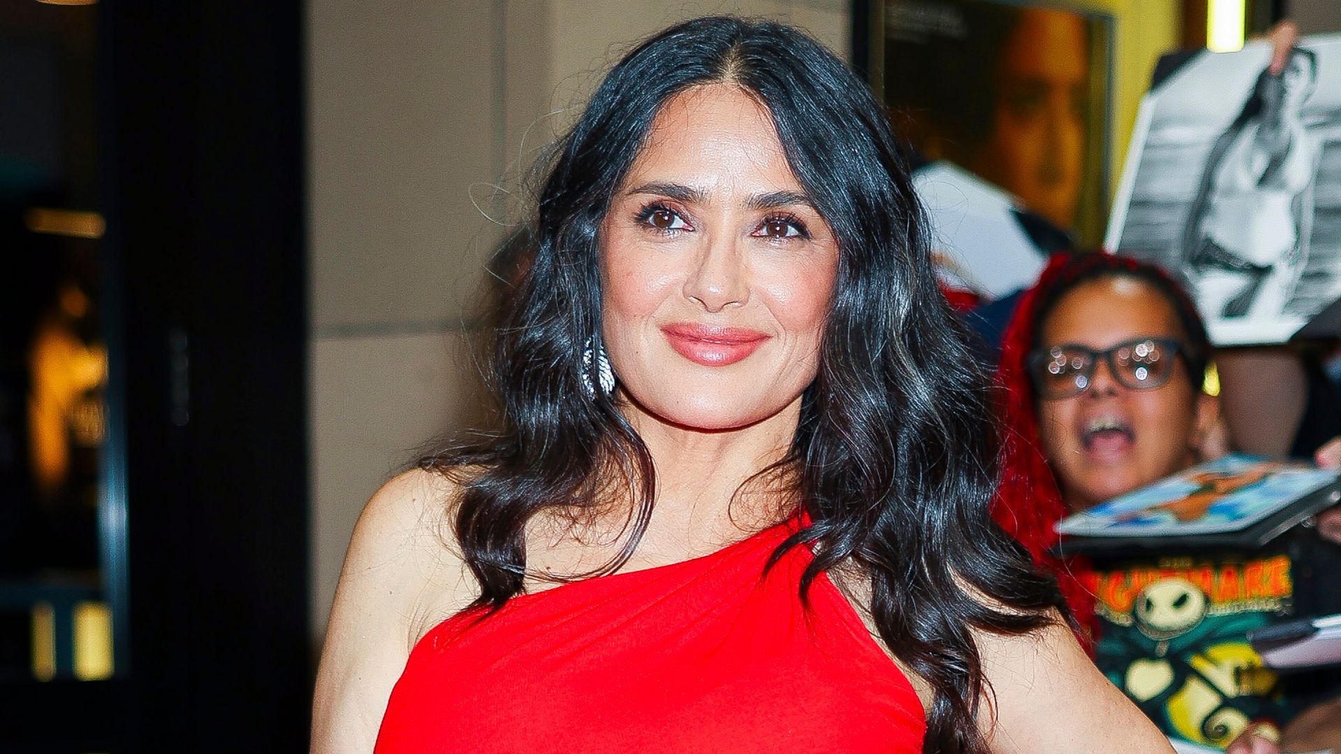 Salma Hayek turns heads in sheer black lace as she reveals details of her 60th birthday bash
