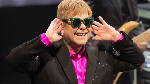 Elton John on stage.