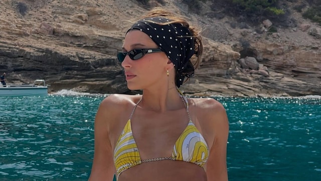 Hailey Bieber sizzles in Spanish sun in her ‘lemontini’ bikini