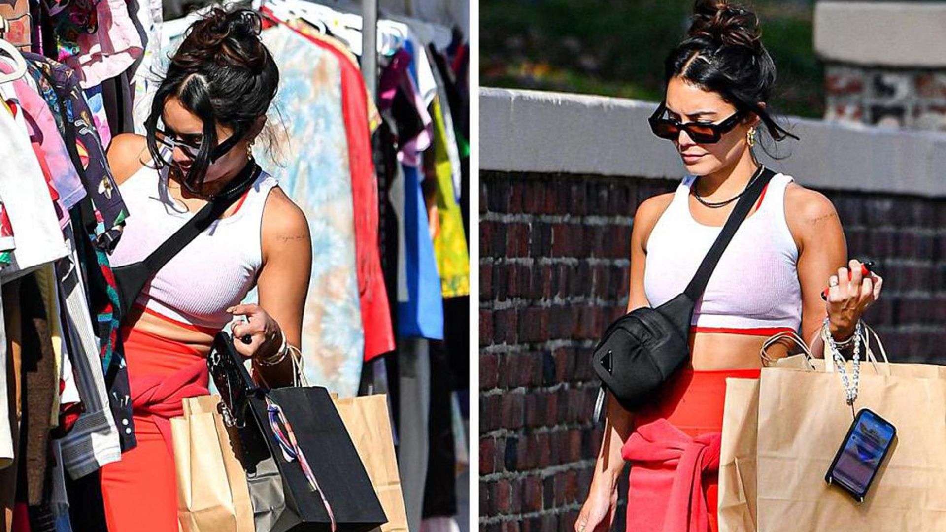 Vanessa Hudgens has a successful day thrifting at the Los Feliz Flea market