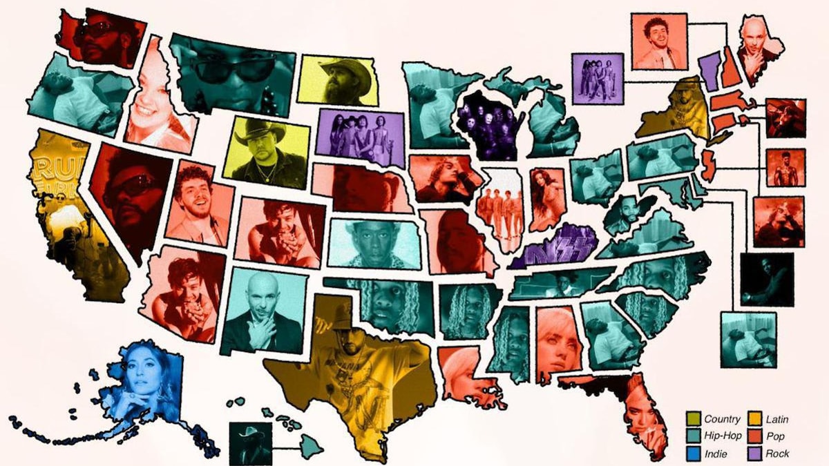 See who the most searched music artists or bands are by state