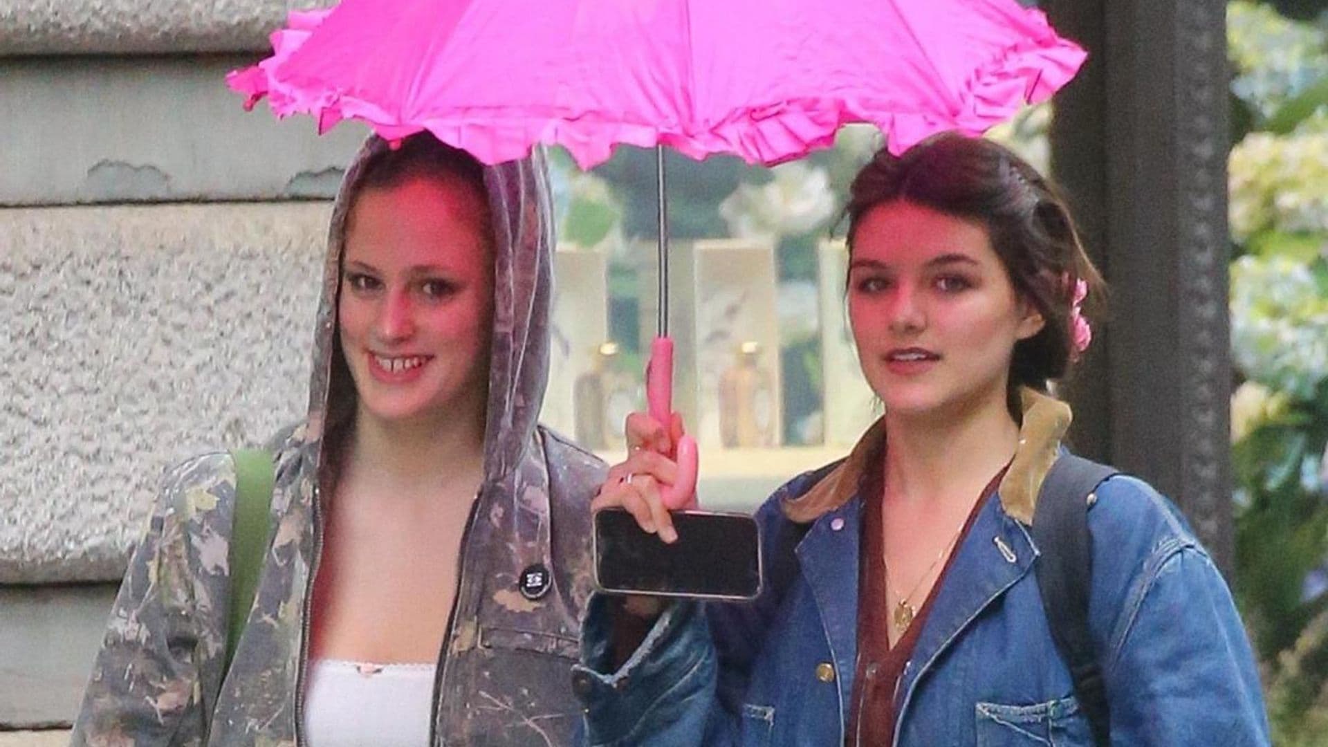 Suri Cruise celebrates her 18th birthday with a friend in NYC and flowers in her hair