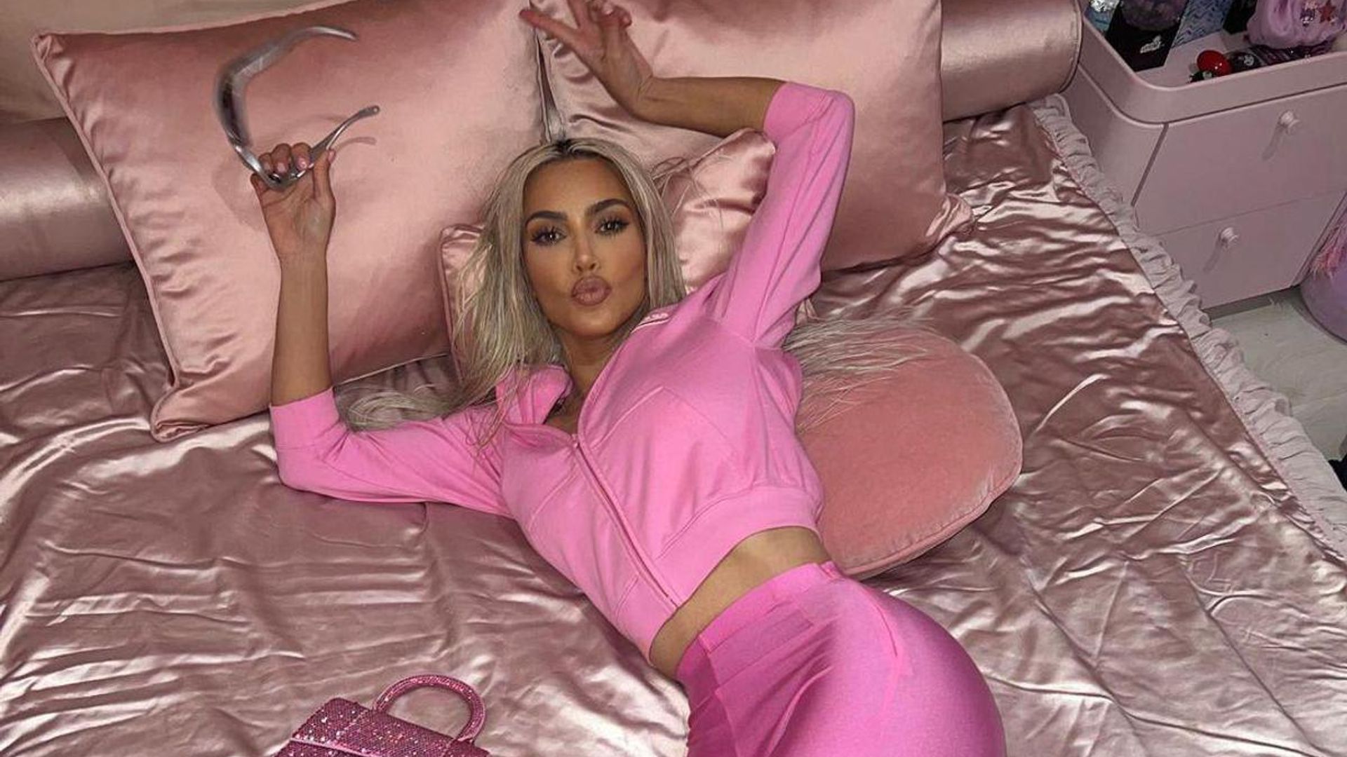Kim Kardashian wears all-pink ensemble in new photoshoot with daughter North West