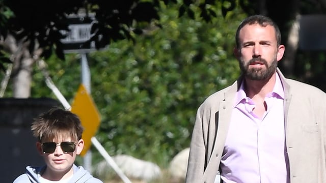 Ben and Samuel Affleck walking their new dogs