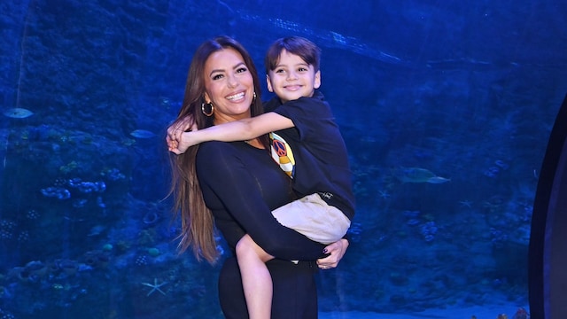 Eva Longoria (L) and son Santiago Enrique BastÃ³n visit The National Aquarium Abu Dhabi on December 8, 2024 in Abu Dhabi, United Arab Emirates. (Photo by Dave Benett/Getty Images for Experience Abu Dhabi)