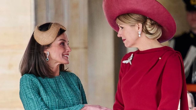 Queen Maxima and Queen Letizia wear colorful looks for reunion
