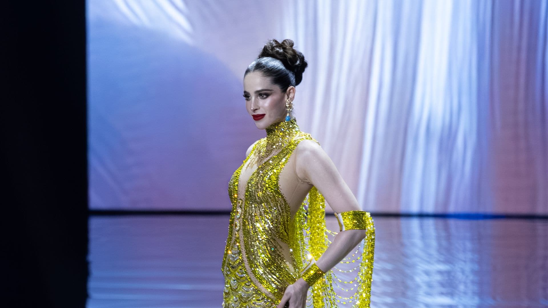  Miss Universe Mexico, Fatima Bosch, showcases her evening gown during the 74th Miss Universe Preliminary competition on November 19, 2025 in Bangkok, Thailand.  (Photo by Mohan Raj/Getty Images)