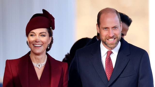 Catherine, Princess of Wales and Prince William, Prince of Wales attend the Ceremonial Welcome, at Horse Guards Parade