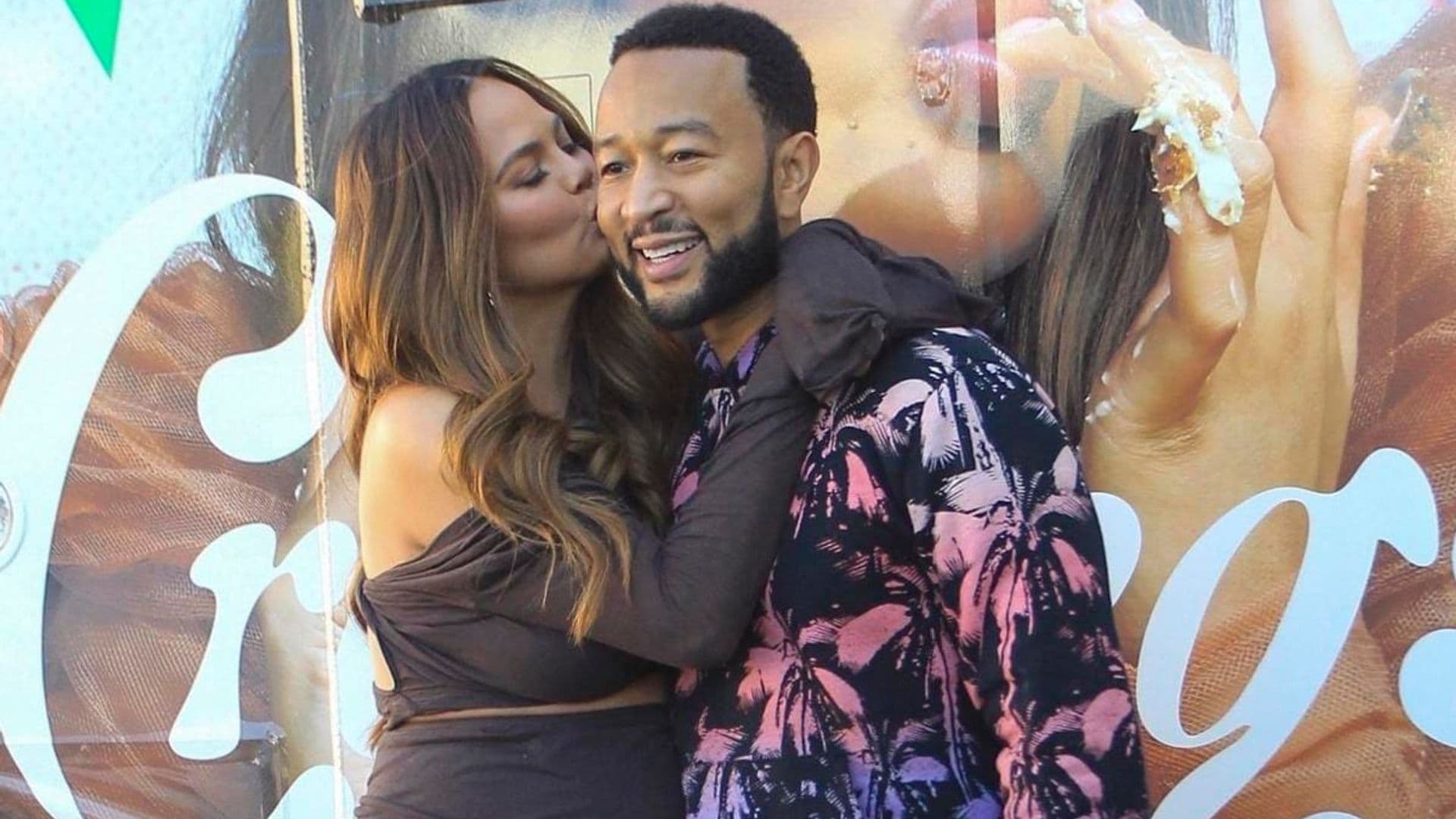 Pregnant Chrissy Teigen and John Legend serve up deliciousness on a Cravings food truck