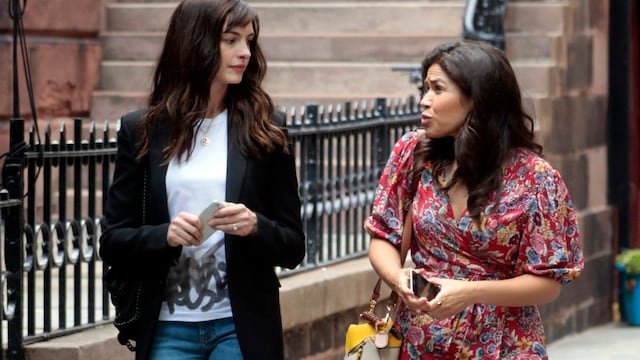 America Ferrera and Anne Hathaway in Disguise while Filming in NYC