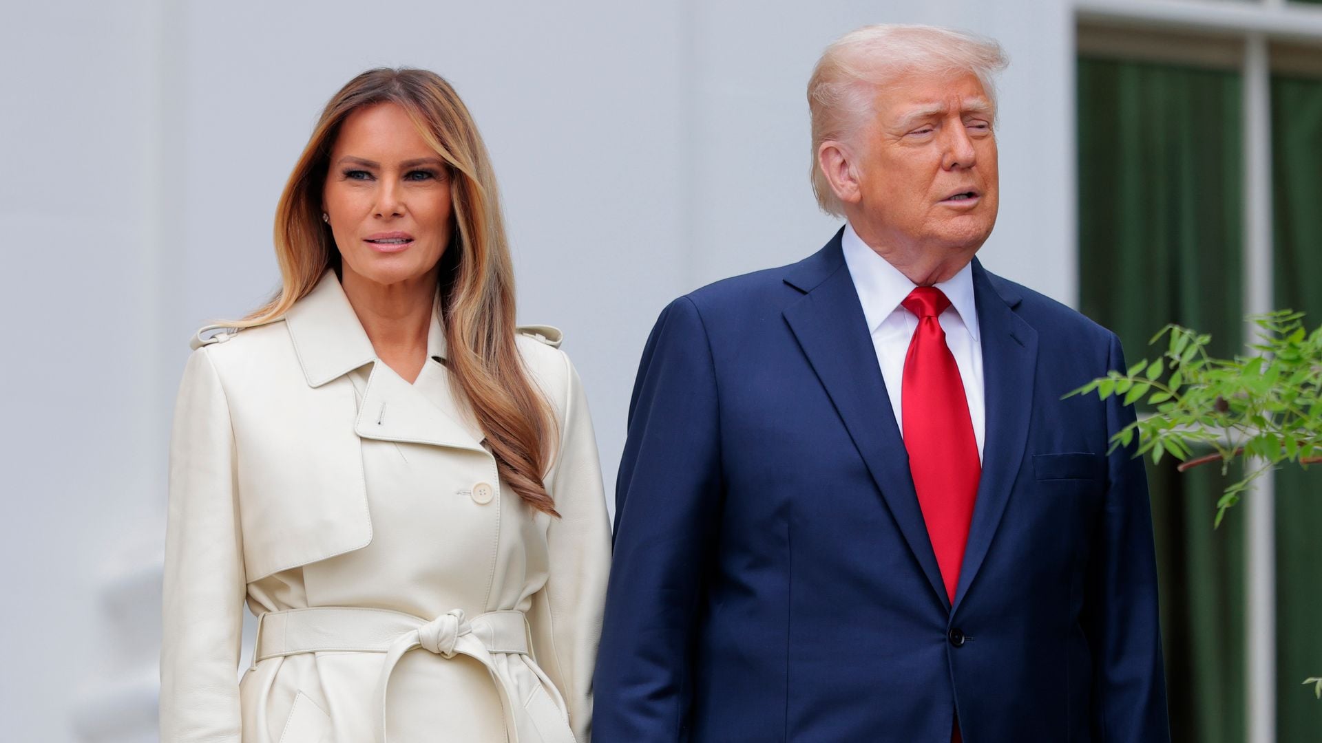 Melania and Donald Trump decorate the White House with Mar-a-Lago umbrellas after controversial Rose Garden makeover