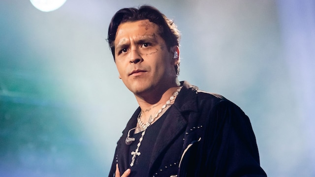 Christian Nodal performs during a concert at Arena Monterrey 