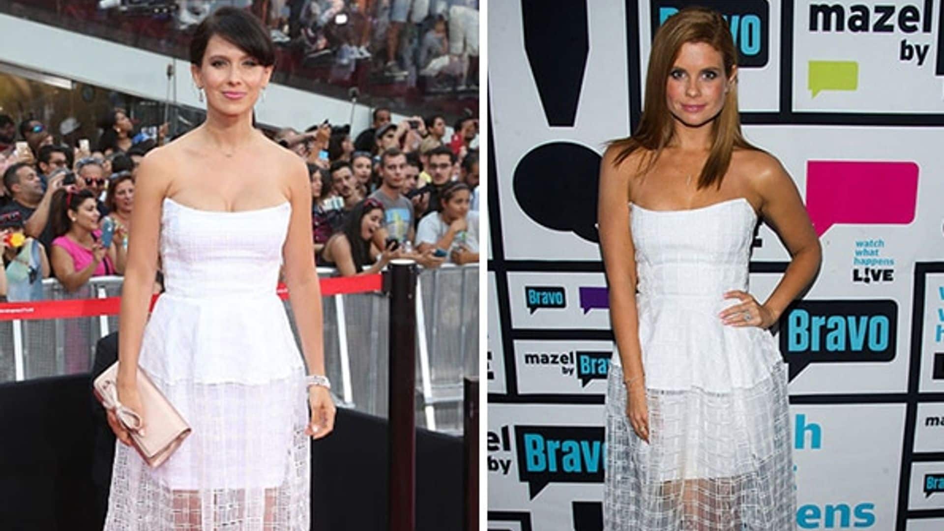 Joanna Garcia Swisher and Hilaria Baldwin wear the same little white dress
