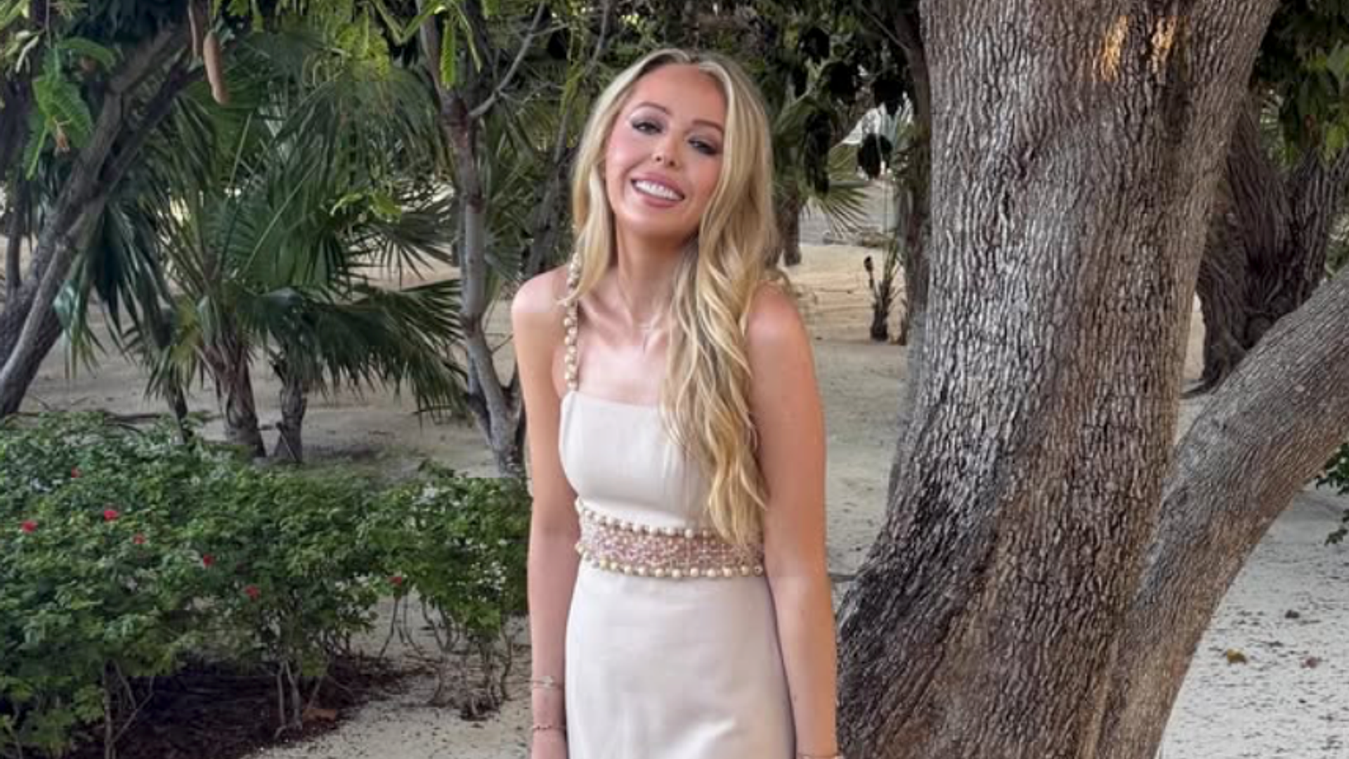 Tiffany Trump poses in romantic white mini look during Ibiza getaway with longtime best friend