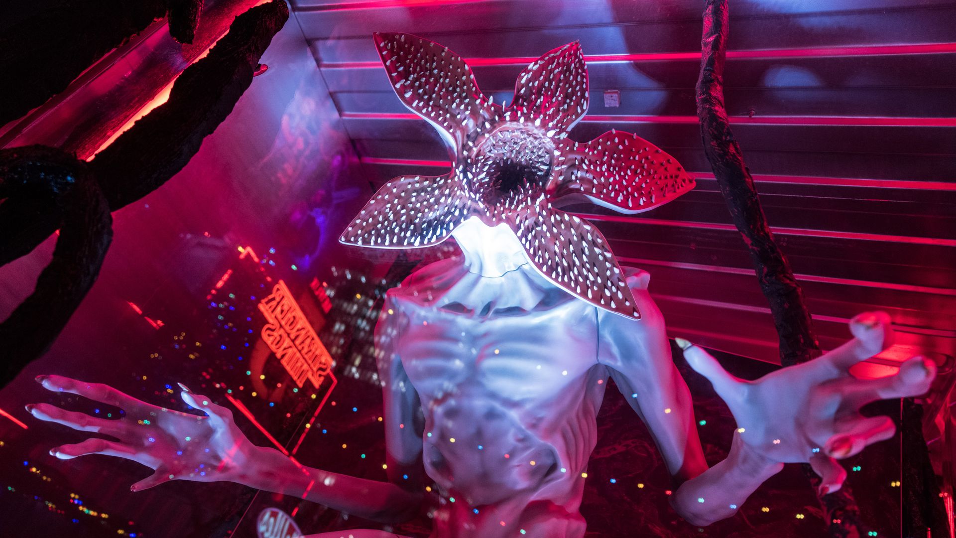 BERLIN, GERMANY - DECEMBER 10: A Demogorgon is pictured at the "Stranger Things"-themed "Hawkins Christmas Market" on December 10, 2025 in Berlin, Germany. The market features props and situations from the popular "Stranger Things" Netflix television series. Netflix recently launched season five of the series. (Photo by Nadja Wohlleben/Getty Images) 