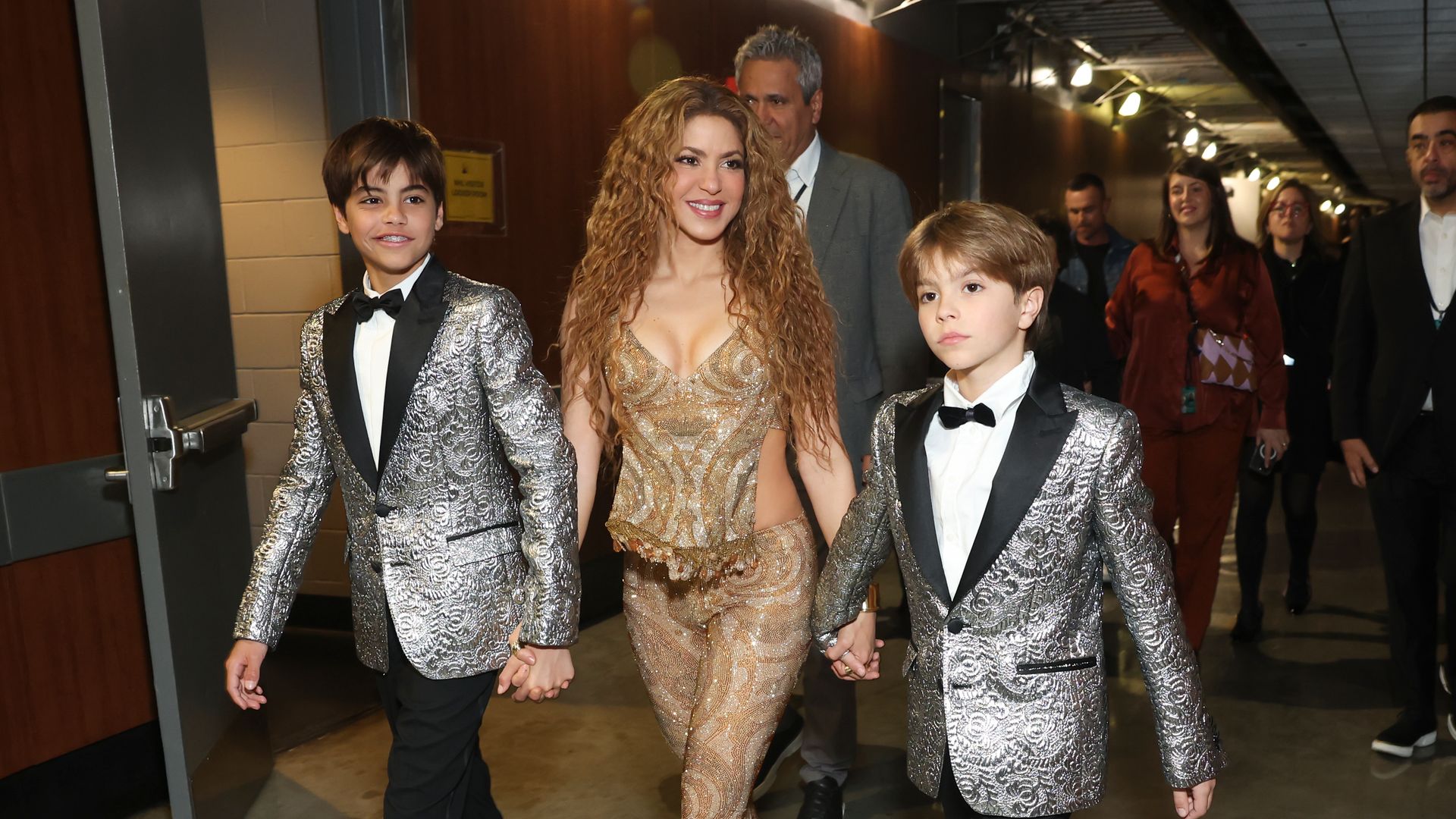  Shakira and sons Milan and Sasha backstage at The 67th Annual Grammy Awards, airing live from Crypto.com Arena in Los Angeles, California, Sunday, Feb. 2 (8:00-11:30 PM, live ET/5:00-8:30 PM, live PT) on the CBS Television Network, and streaming live and on demand on Paramount+.* (Photo by Stewart Cook/CBS via Getty Images) 