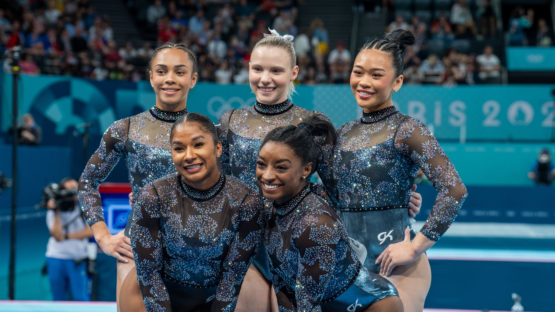 Celebrities gathered in Paris to cheer on Team USA Gymnasts in thrilling qualification round