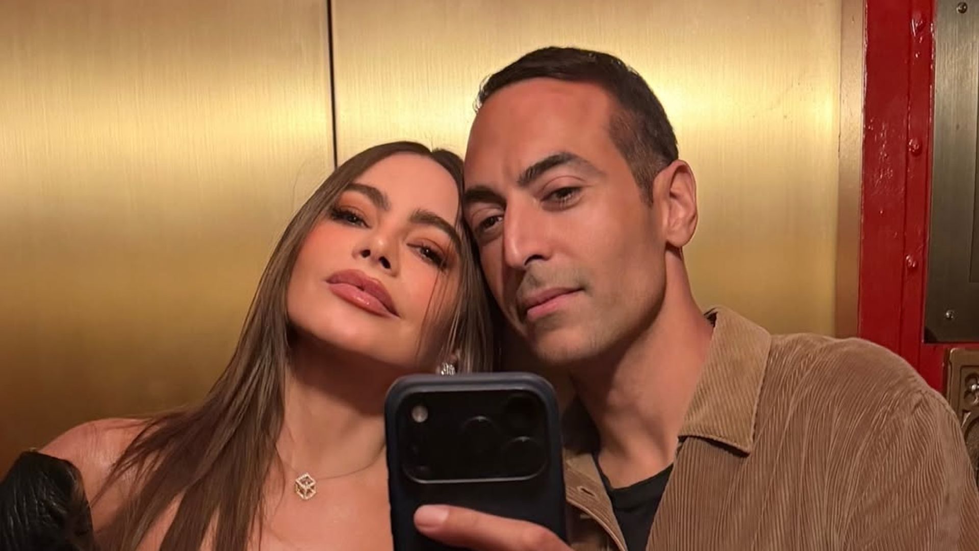 Sofia Vergara shines in leather at after-party with a movie producer