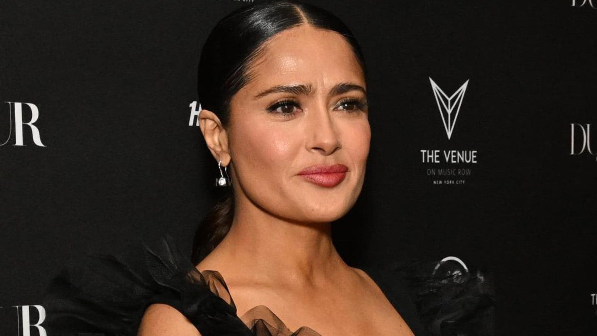 Salma Hayek’s head-turning look at Marc Anthony and Nadia Ferreira’s wedding: See Pics