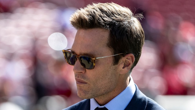k Tom Brady looks on during an NFL Football game between the San Francisco 49ers and the Kansas City Chiefs