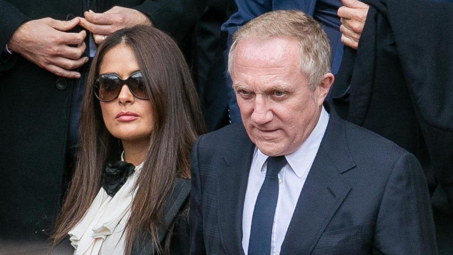 Salma Hayek and husband join royals at former French President Chirac's funeral