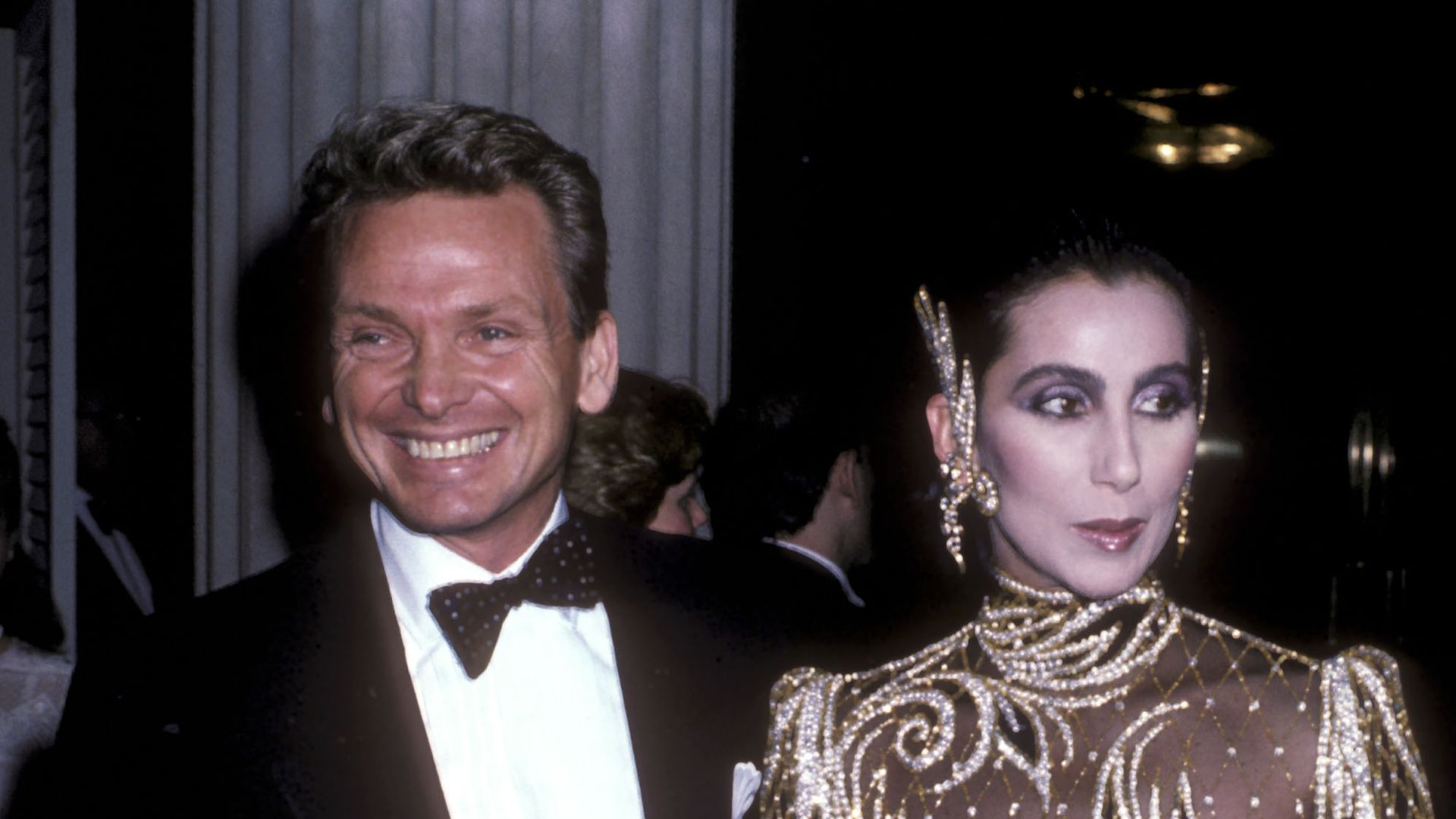 Bob Mackie and Cher at The Metropolitan Museum's Costume Institute Gala Exhibition of "Costumes of Royal India" in 1985