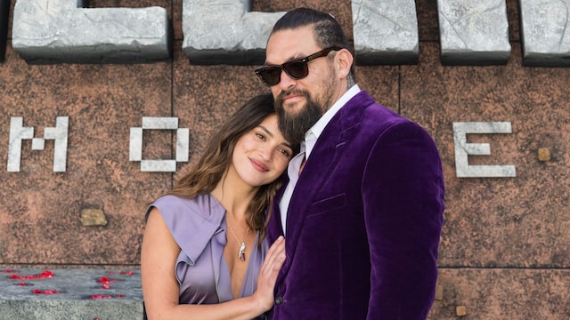 Adria Arjona and Jason Momoa attend the world premiere of 'A Minecraft Movie' 