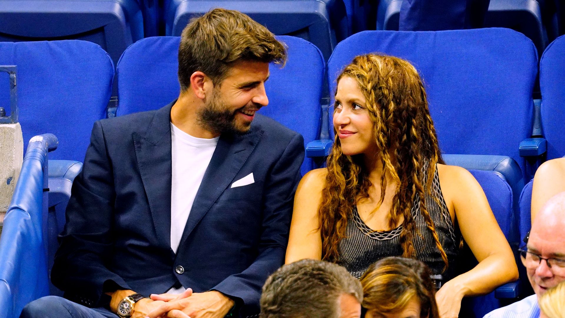  Shakira and Gerard Pique cheer on Rafael Nadal at the 2019 US Open on September 04, 2019 in New York City. (Photo by Gotham/GC Images)