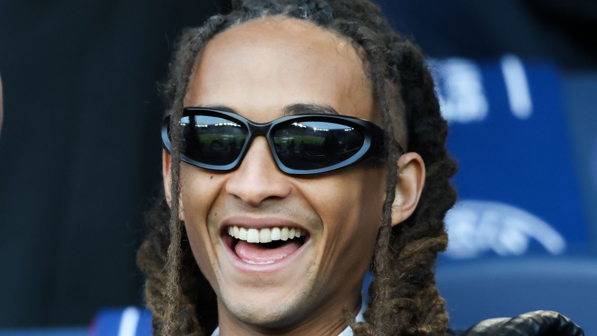 PARIS, FRANCE - APRIL 28: Jaden Smith is seen during the UEFA Champions League 2025/26 Semi Final First Leg match between Paris Saint-Germain and FC Bayern München at Parc des Princes on April 28, 2026 in Paris, France. (Photo by Pierre Suu/WireImage)