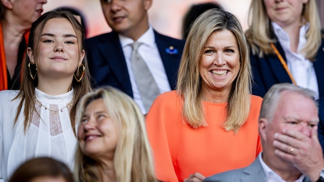 Dutch Princess Ariane, Queen Maxima, and Dutch football federation chairman Frank Paauw on the stand  during the  EURO Women  match between Wales Women v Holland Women at the Allmend Stadium on July 5, 2025 in Luzern Switzerland 