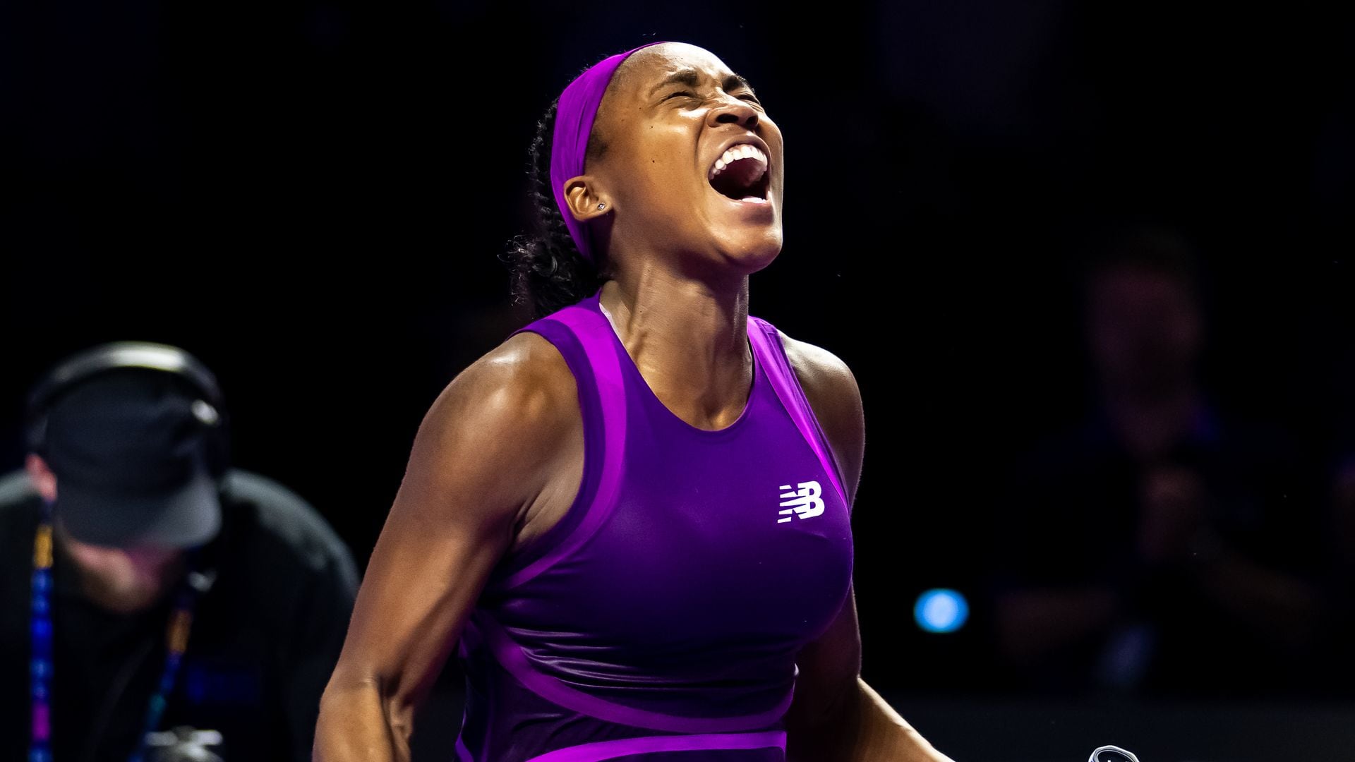 Coco Gauff reacts to her record-breaking tennis season