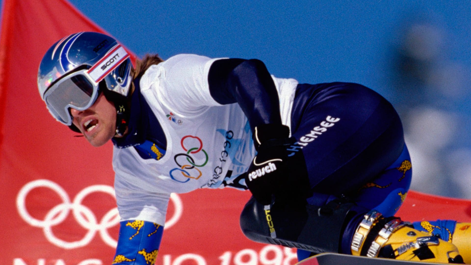 Ueli Kestenholz, of Switzerland, competes in the men's giant slalom snowboarding event, at the Winter Olympics. He went on to win the bronze medal.   (Photo by Jean-Yves Ruszniewski/TempSport/Corbis/VCG via Getty Images) 