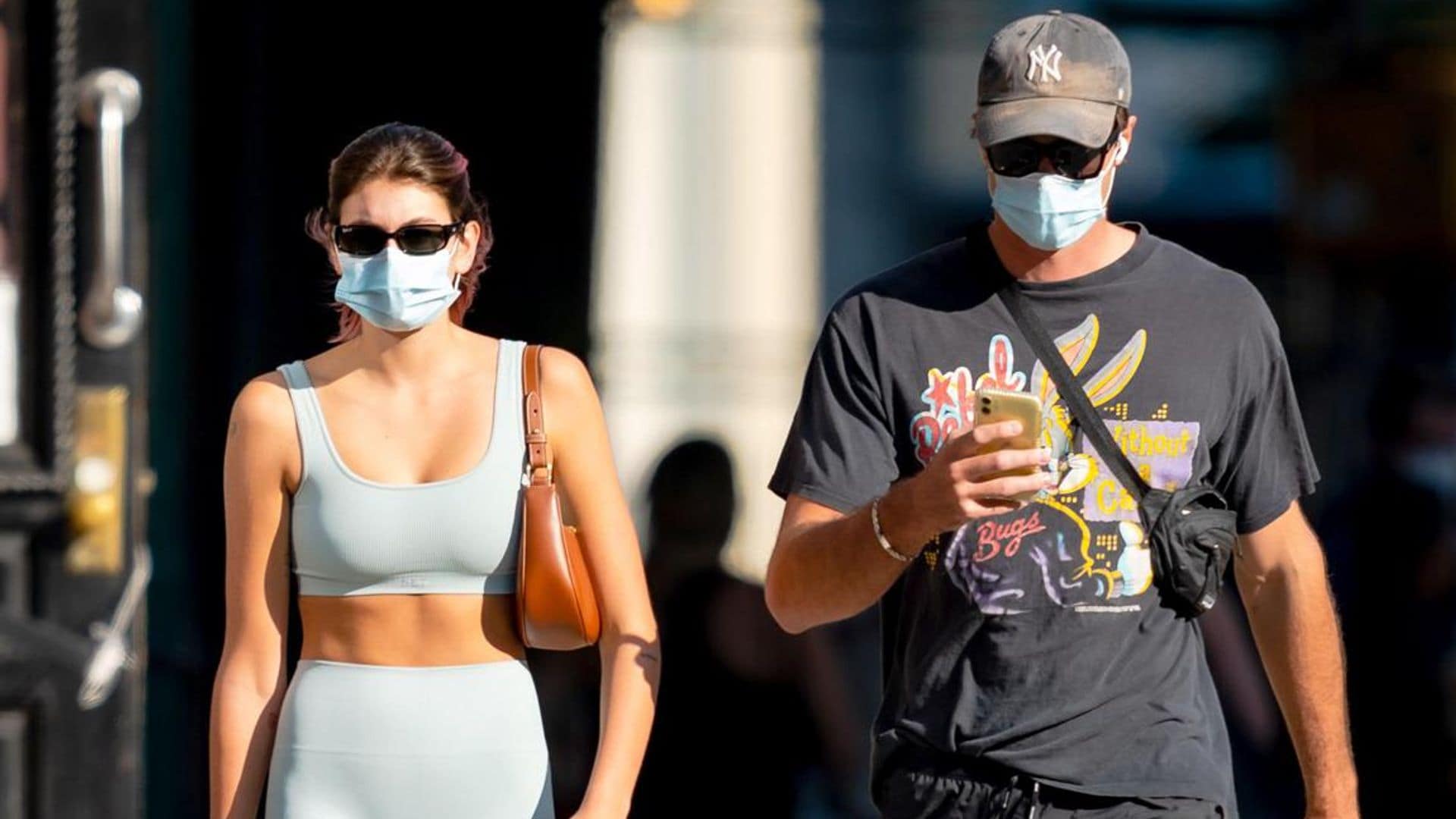 Kaia Gerber shows off her toned abs while leaving the gym with rumored beau, Jacob Elordi