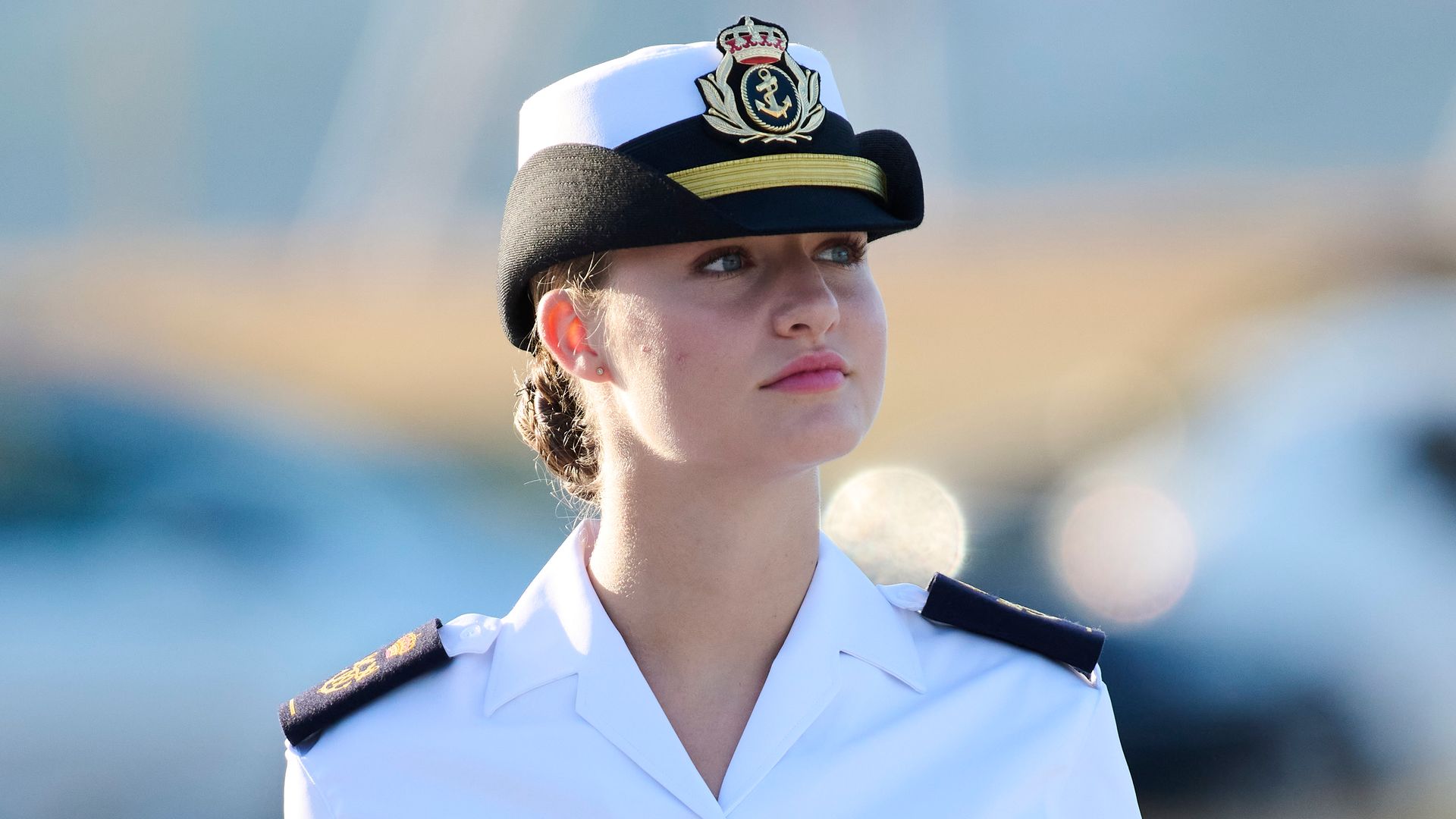 Crown Princess Leonor of Spain arrives at the Naval School of MarÃn on August 29, 2024. on August 29, 2024 in Marin, Spain. After her first year at the General Military Academy in Zaragoza, Crown Princess Leonor of Spain will begin her second year of training in the Armed Forces at the Naval School of MarÃn, where she will spend the next four months before embarking on a training cruise around the world, aboard the training ship Juan Sebastián Elcano. (Photo by Carlos Alvarez/Getty Images)