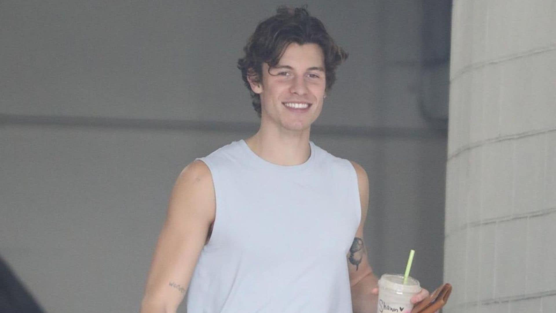 Shawn Mendes looks sweaty and happy as he leaves the gym