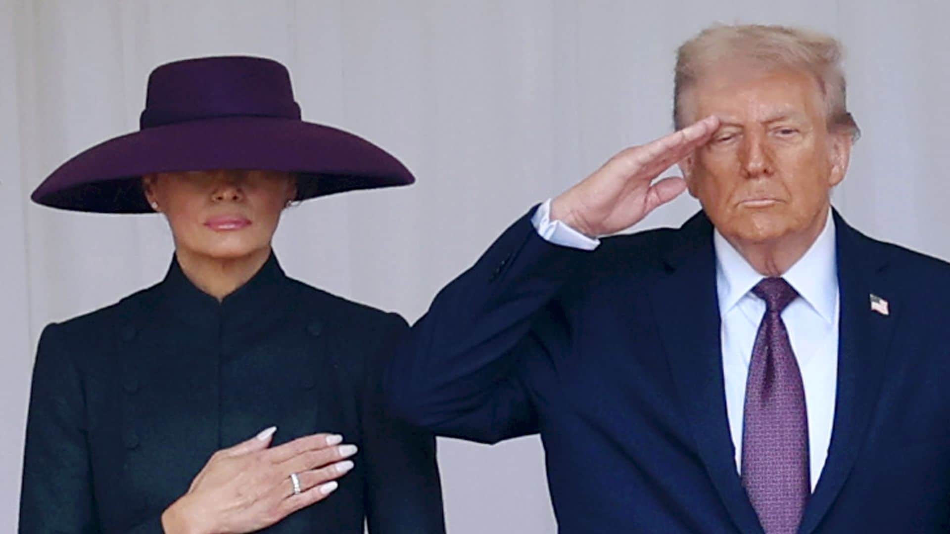 ​Melania Trump pairs haute couture and royal-worthy hat for meeting with King and Queen of England​