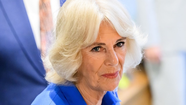 Britain's Queen Camilla is seen during her visit to Refettorio OzHarvest in Sydney, Tuesday, October 22, 2024. King Charles III and Queen Camilla are visiting Australia from 18 October to 23 October. (AAP Image/Bianca De Marchi) NO ARCHIVING