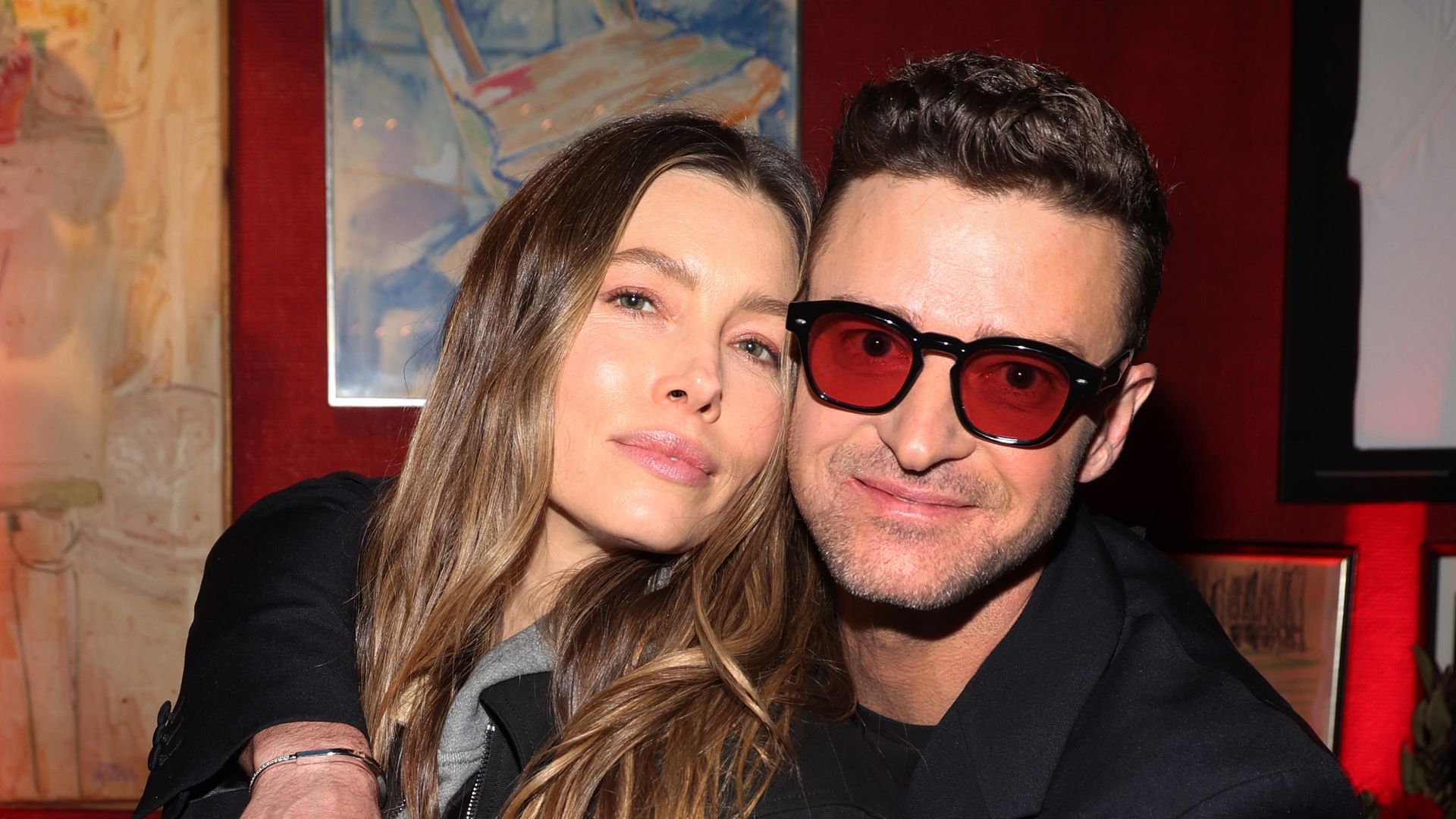 WEST HOLLYWOOD, CALIFORNIA - MARCH 14: (L-R) Jessica Biel and Justin Timberlake attend Justin Timberlake's 'EVERYTHING I THOUGHT IT WAS' Album Release Party at Dan Tana's on March 14, 2024 in West Hollywood, California. (Photo by Jerritt Clark/Getty Images for Justin Timberlake)