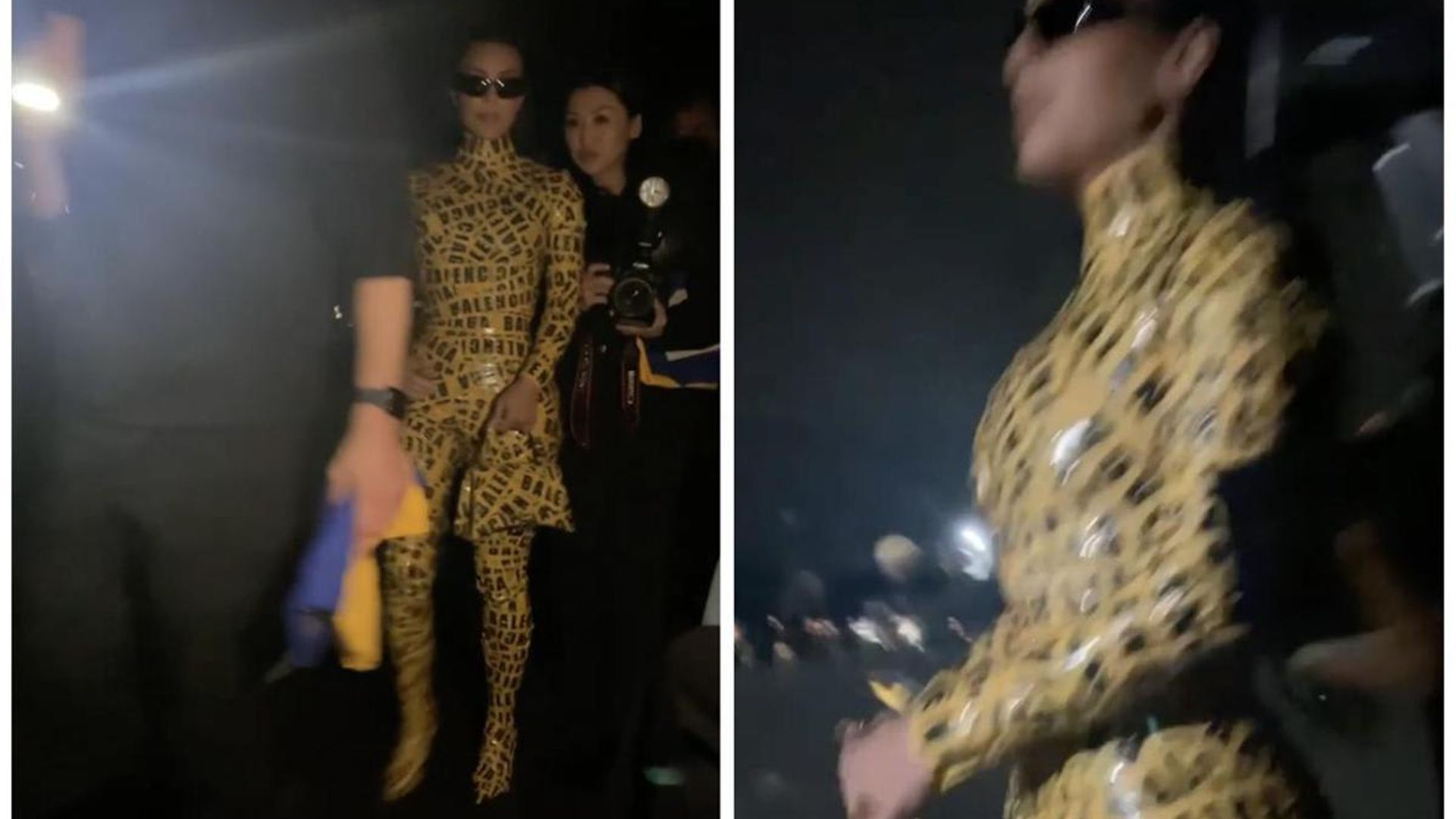 Kim Kardashian covers her curves in yellow tape at Balenciaga fashion show