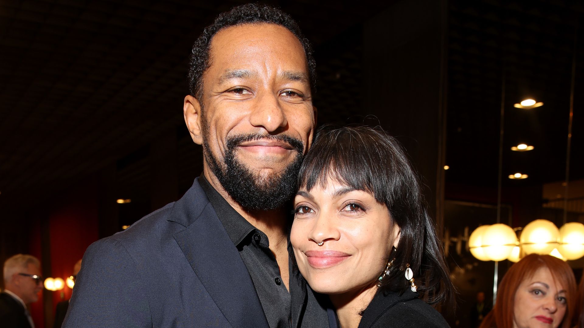 TURIN, ITALY - NOVEMBER 22: Adama Sanneh and Rosario Dawson attend the 42nd Torino Film Festival 2024 Opening dinner on November 22, 2024 in Turin, Italy. (Photo by Daniele Venturelli/Getty Images)