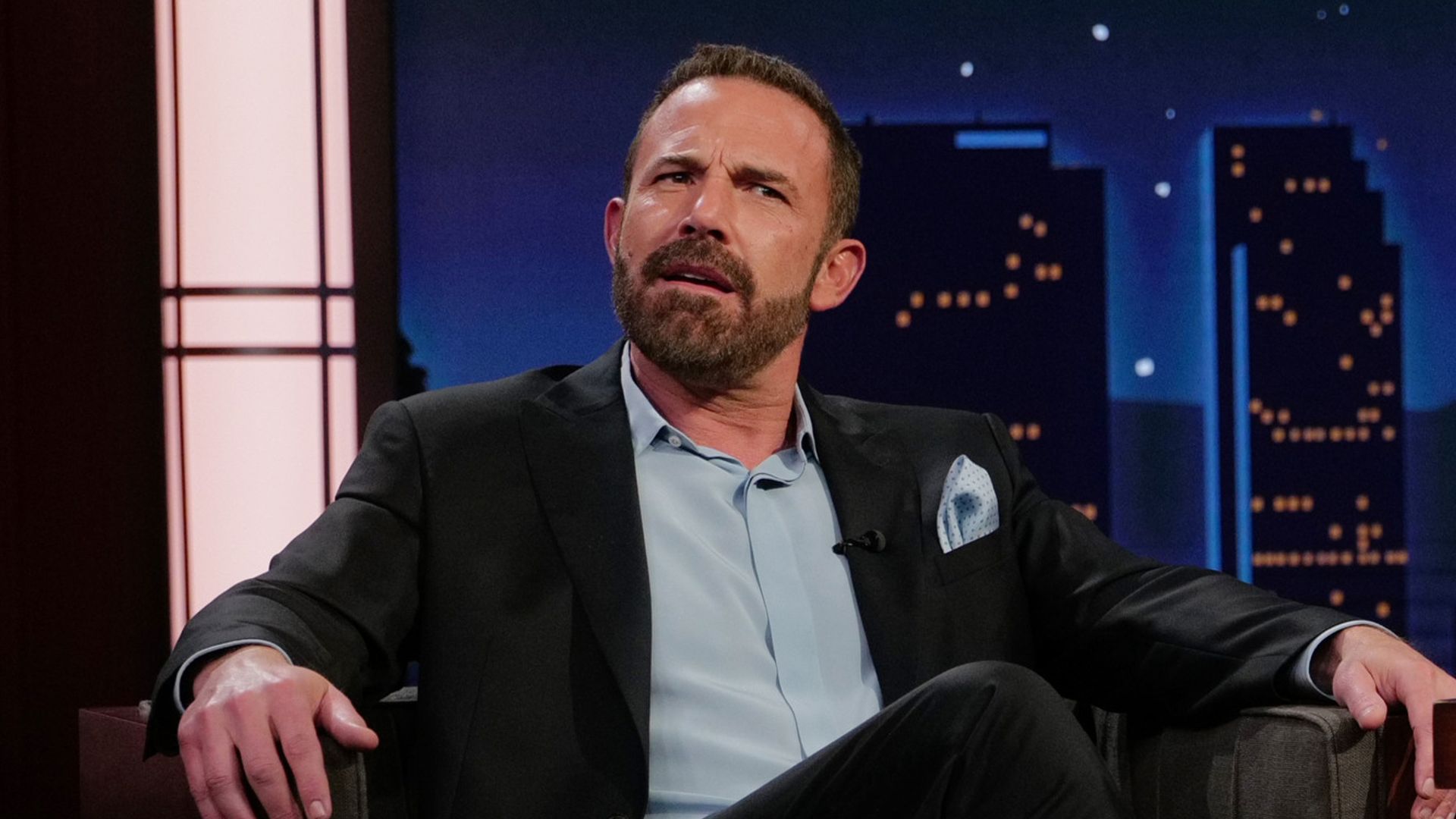 Ben Affleck at Jimmy Kimmel Live!, sharing some funny stories about his kids