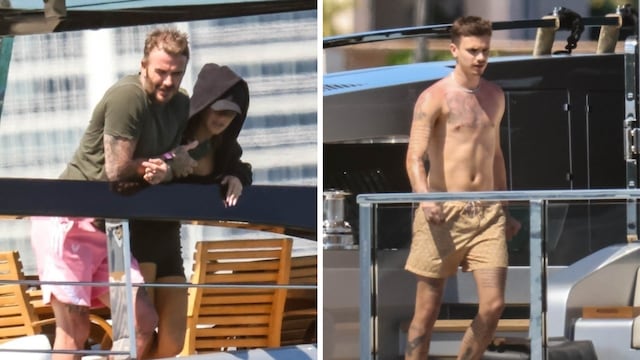 David, Victoria, and Romeo Beckham soak up the sun on family yacht day
