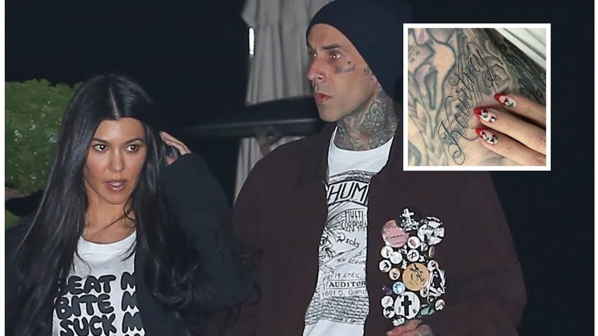 Travis Barker got Kourtney Kardashian's name tattooed on his chest!