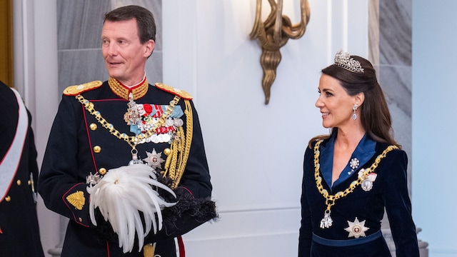 COPENHAGEN, DENMARK - JANUARY 1: Prince Joachim of Denmark and Princess Marie of Denmark during a New Year's Gala at Amalienborg Palace on January 1, 2025 in Copenhagen, Denmark. (Photo by Martin Sylvest Andersen/Getty Images)